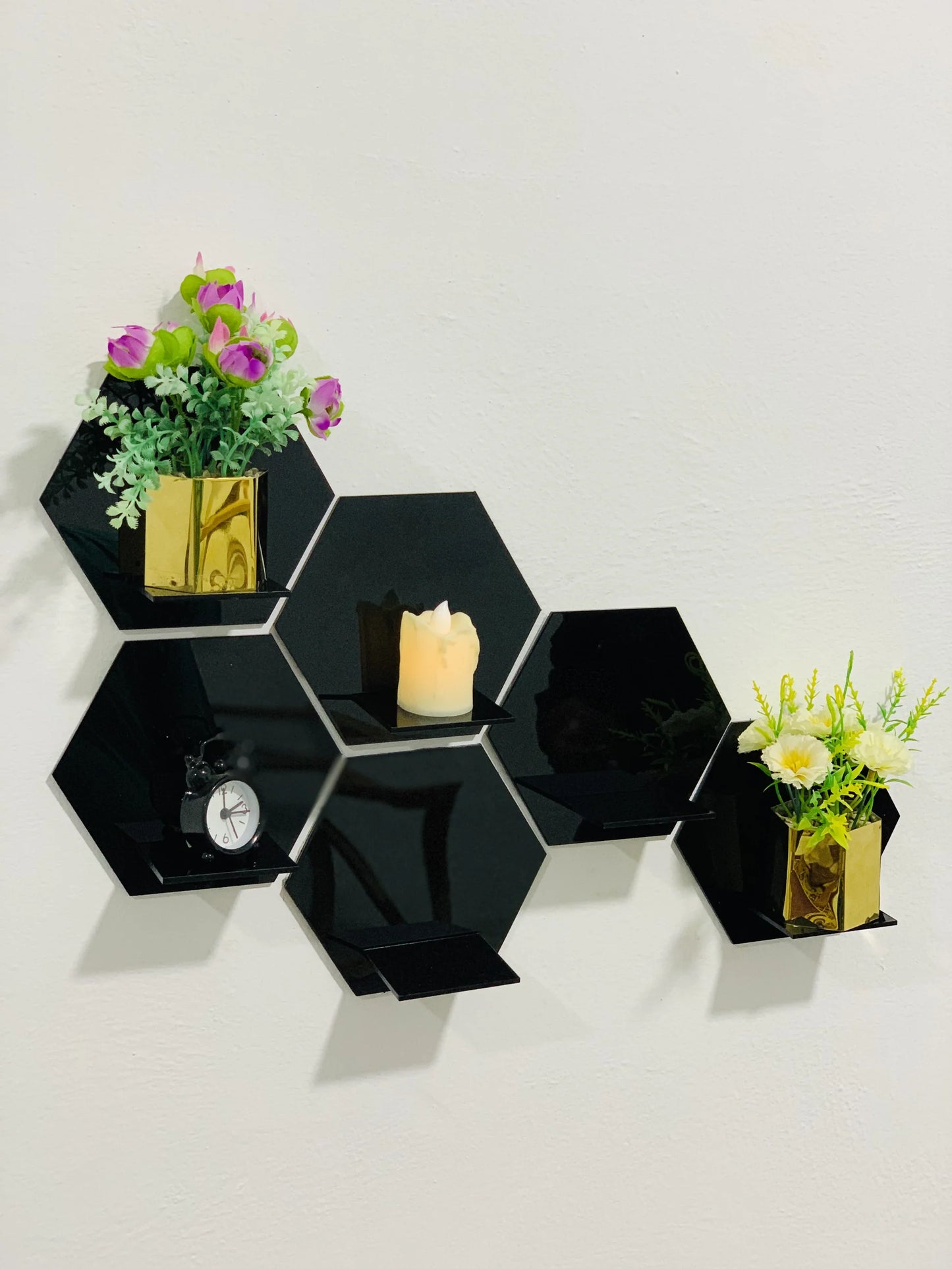 Acrylic Hexagon Wall Shelves